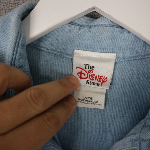 Disney Store Walt Disney Studios Denim Button Up Faded Mens Large Vintage 2000s - Picture 7 of 8